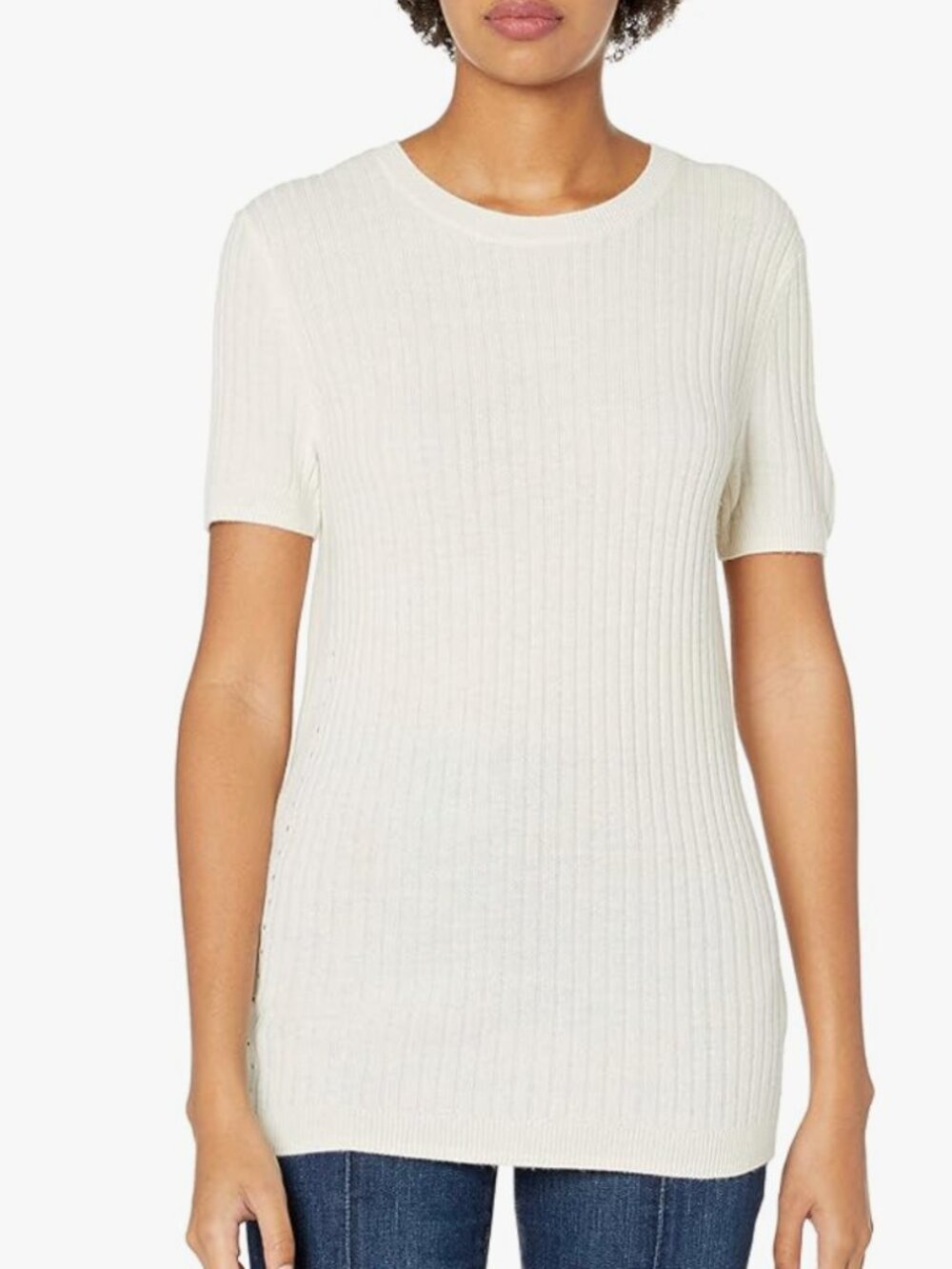 AG Adriano Goldschmied | Fallon Merino Wool & Cashmere Sweater Tee in Cream